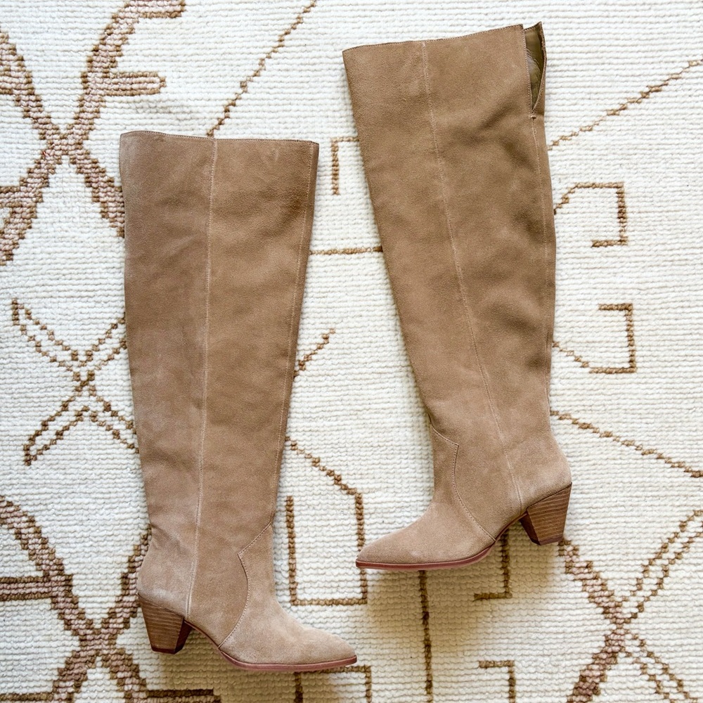 Vince Camuto Taupe Over-the-Knee Suede Boots